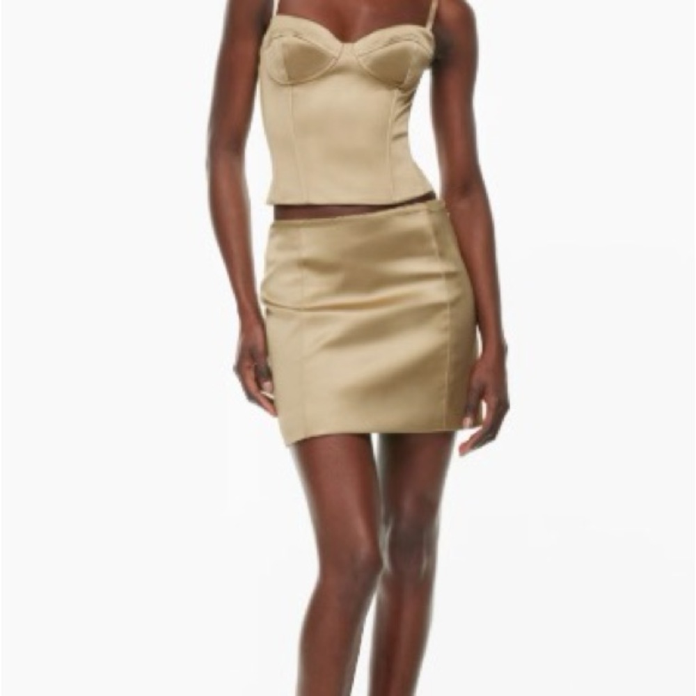 Aritzia Champagne Satin Bustier Tank Top